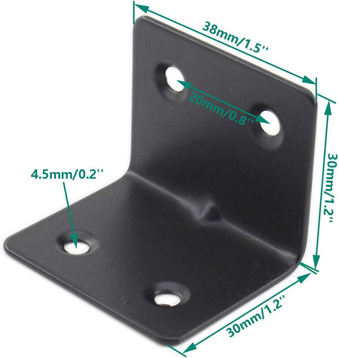90 8 Pack Black(38x30x30mm) Heavy Duty Stainless Steel Corner Bracket,ULIFESTAR L Shaped Shelf Bracket Degree Corner
