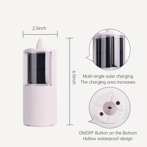 OPENDE 2.5"x6.5", Decor,Set 1 Solar Candles Outdoor Waterproof, Dusk to Dawn, Solar Powered Flameless Candles