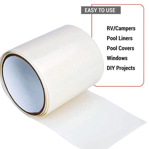CANOPUS Waterproof Patch and Seal Tape, 4" x 5' White, Rubber Repair Tape for Roof, Gutter, Hoses, Pipes, Boats