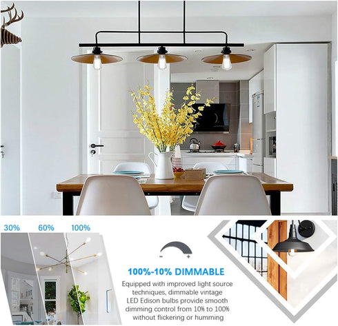 Leools Dimmable Edison LED Bulb, 10W Equivalent to 100W, Antique Style ST64, 4000K Neutral White, 1200LM, 4 Pack