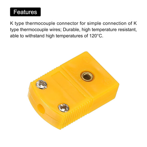 MECCANIXITY Mini K Type Thermocouple Wire Connectors, Female Plug Adapter for High Temperature 120°C, 10pcs