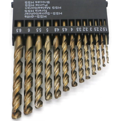 M35 Cobalt Drill Bit Set, 13-Piece Assortment for Hard Metals, Stainless Steel, and Cast Iron, Exceptional Heat
