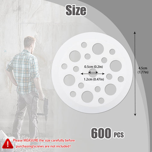 600 Pcs 45 mm White Plastic Washer, Foam Board Fasteners and Load Spreading Polypropylene Washers for Fixing and Fastening Rigid Foam Insulation Board Panels