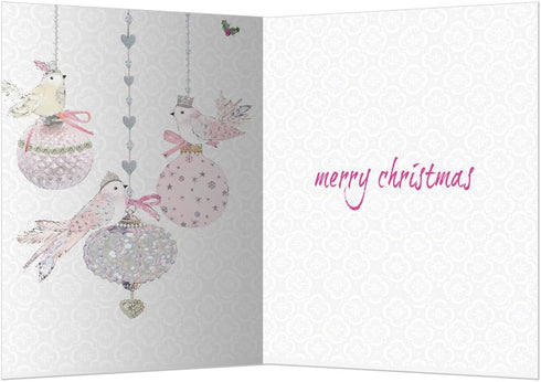 Tree-Free Greetings Holiday Greeting Cards - Bird Ornament Merry Christmas, Vintage Brown Recycled Paper, 10-Pack