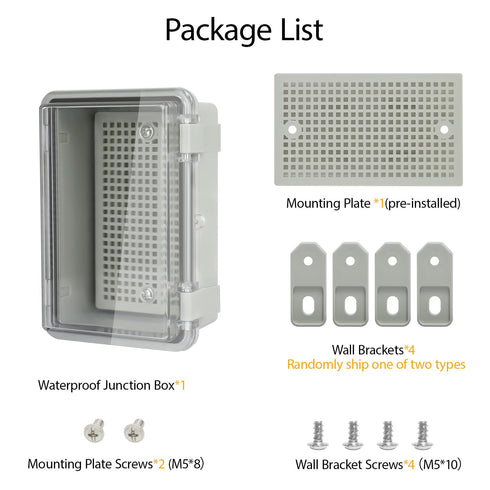 ABS Plastic Dustproof Waterproof IP65 Junction Box, Hinged Shell Electrical Project Enclosure with Clear Cover