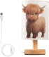 Oarencol Bedside Table Lamp Cute Highland Cow Animal Nightstand Lamp with Wood Desk