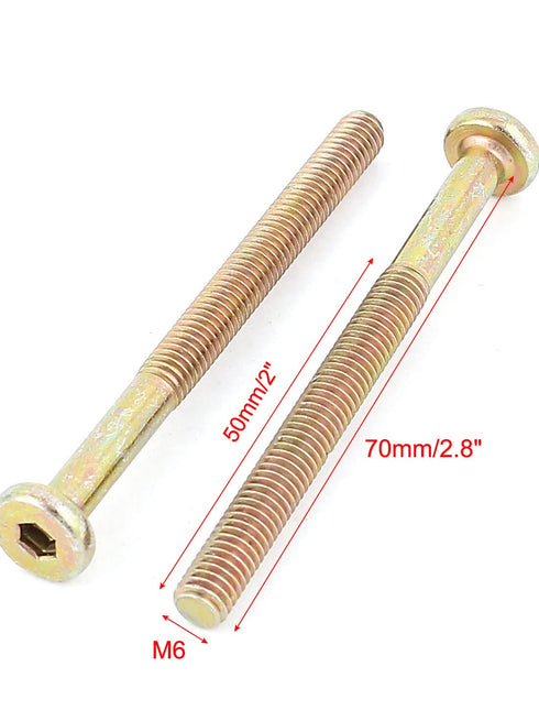 uxcell M6 x 70mm Threaded Hex Socket Head Cap Screws, 5 Pcs