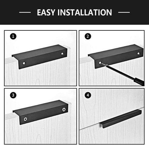 LC LICTOP 300mm/11.8" Modern Style Finger Edge Tab Pull Handle Door Knobs, Aluminum Matte Black