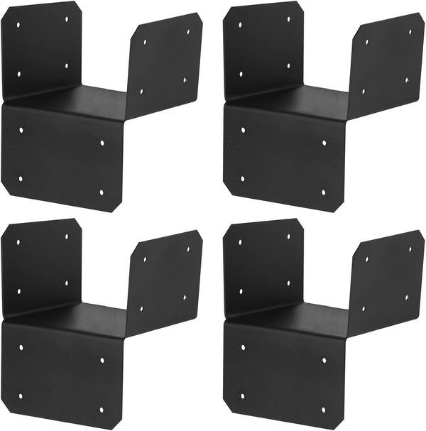 4 Pcs Black Joist Anchor Connector for 6×6 Post, 11 Gauge Adjustable Post Cap Roof Tie Header Hanger