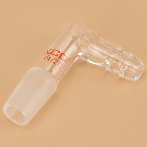 XCD Glass Vacuum/Gas Adapter 90-Degree Bent Borosilicate Glass Inlet Adapter with 14/20 Inner Joint Hose