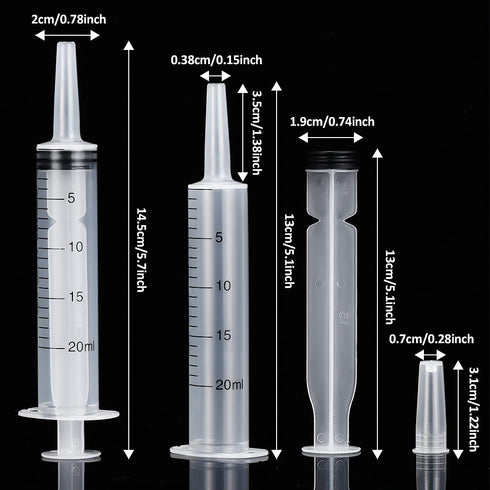 3 Pack 20ml Syringe with Cap, Sterile Individually Packaged for Labs, Liquid Measuring, Feeding Pets