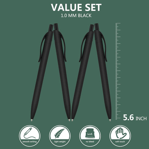 deegtran Pens Bulk | 200 Pack No Bleed Black Barrel Click Pens | Wholesale Retractable Ballpoint Pens