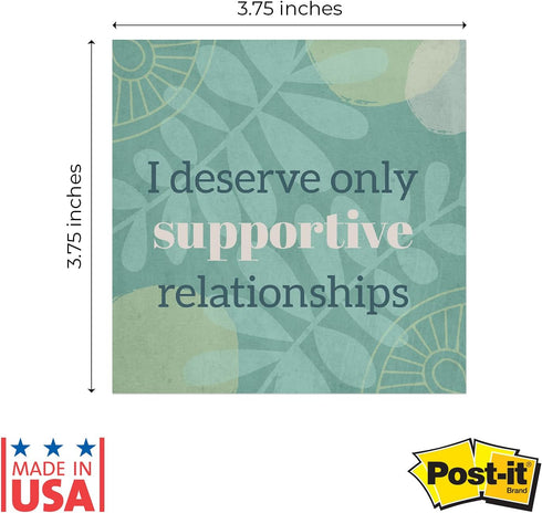Positive Daily Affirmations Sticky Pad, 3.75" x 3.75", 365 Unique Designs for Self Care Notes Made in The USA