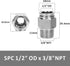 Push to Connect Fitting, 304 Stainless Steel Male Straight 1/2" Tube OD x 3/8" NPT Thread (Pack of 5)