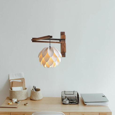 SEWACC Wall Mounted Hanging Lamp Bracket, Foldable Wood Sconce Lamp Holder for Pendant Light, Adjustable Angle Wall