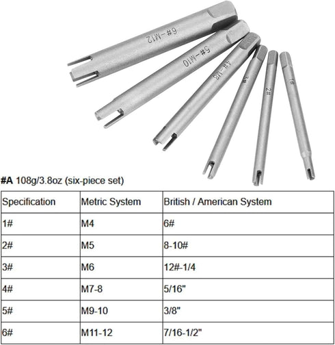 High Speed Steel Broken Tap Extractor Set - Broken Screw Extractor A B C (3 Optional Sets, 6 Pcs)