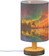 ALAZA Bedside Table Lamp for Bedroom Forest Rainbow Aurora Nightstand LED Light Lamps with USB Port Linen Fabric Shade