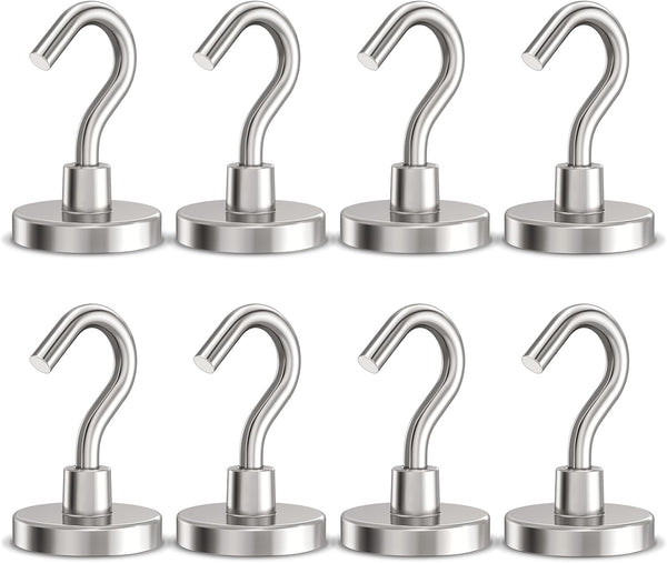 Magnetic Hooks Heavy Duty, 100 lbs Strong Hooks for Hanging, Pack of 8 Magnet with Hook for Cruise, Grill, Fridge