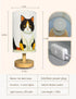 Light,3 Bulb Cat Lamp, Cat Night Color Night Light Wood Nightstand Desk Base Flaxen Fabric Shade for Bedroom Living