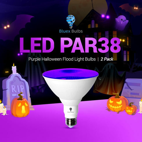 2 Pack BlueX LED Par38 Flood Light Bulb, 18W (120W Equivalent), Dimmable E26 Base Purple LED Lights for Home Lighting