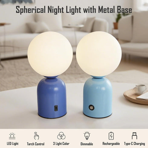kvppvt Cute Macaron Color Rechargeable Night Light, Metal Base, Acrylic Round Lampshade, Adjust Light Color