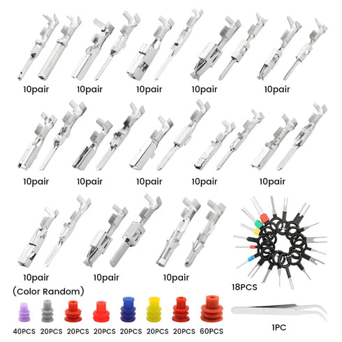 500Pcs Connector Pins Kit, Car Electrical Wire Terminal Pins, Non-Insulated Plug Removal Male Female Crimp Pins