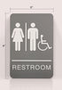 Headline Sign 5222 ADA Wheelchair Accessible Restroom Sign, 6 x 9 Inches, Light Gray/White, Made in USA