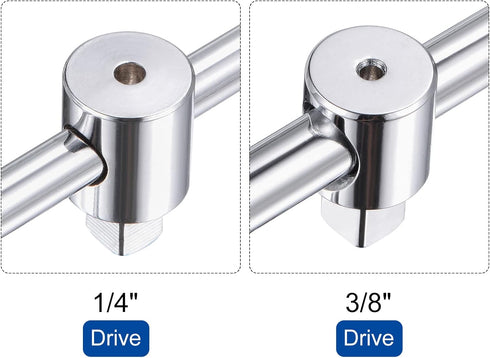 uxcell 1/4" and 3/8" Drive Sliding Wrench, Breaker Bar T-Handle Socket Hand Tool, 2pcs
