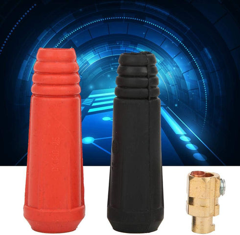 5Pcs Quick Plug, Welding Cable Joint Quick Connector Pair Welding Machine 10-25 Square European Style Welding Machine Connector Long + Long Type Red + Black