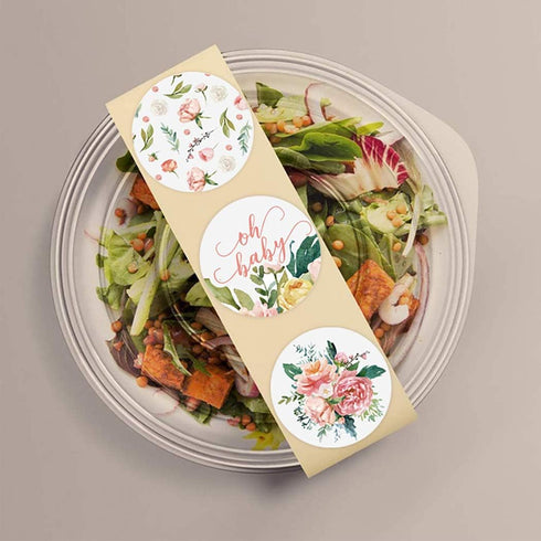 Floral Stickers - 1'' 25mm Adhesive Labels, 1000pcs Decorative Envelope Seal Stickers for Gifts
