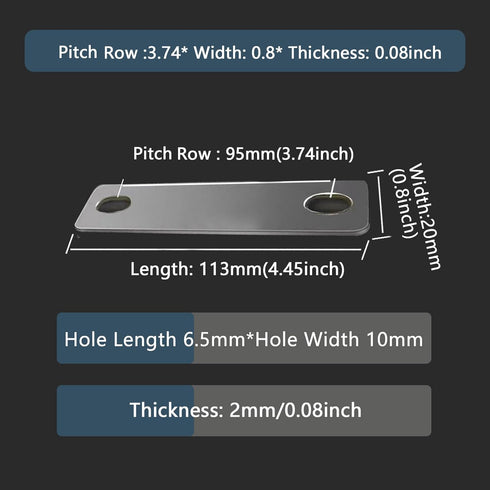 4PCS 3.74IN Pitch Row 2mm Thick Nickel-Plated Bus Bars Connector for Lifepo4 Cell Lithium Battery