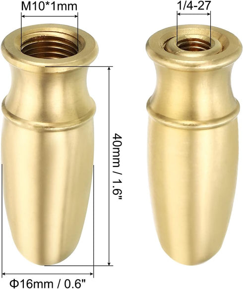 1.6" 1 Set 1/4-27 PATIKIL Tall Brass Lamp Finials Cap Knob, Lamp Screw Holder Tapped for Table and Floor Lamp Shade