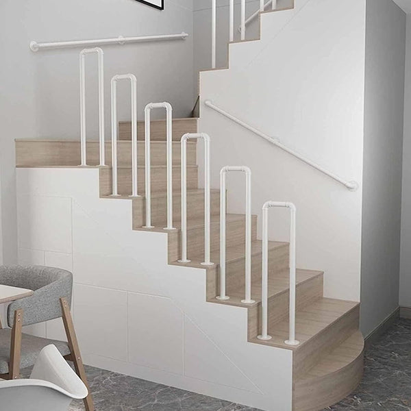 PAUANI Metal Stairs Handrail U-Shaped, Industrial Non-Slip Stair Railing, Metal Porch Deck Railing,