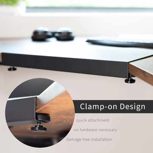 VIVO Clamp-on 17 inch Corner Desk Connector Platform for L-Shaped Workstations, Black
