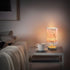 Sgaesgte Pink Floral LED Table Lamp, Bedside Lamp with Linen Lampshade, Flicker-Free Eye Care USB Plug in Nightstand
