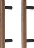 2Pcs 3.8"/96mm) Walnut Solid Wood Pulls Handles Aluminum Alloy Black Base Kitchen Wardrobe Cabinet Hardware Pull Handle