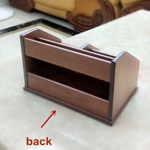 N Desk Organizer Wood with Small Drawer for Office and Home, Remote Control Holder, Pencil Holder