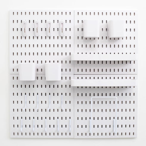 Pegboard Combination Kit, Wall Organizer, 25.2" x 25.2" White Pegboard with 20 Accessories for Home, Office, Gaming