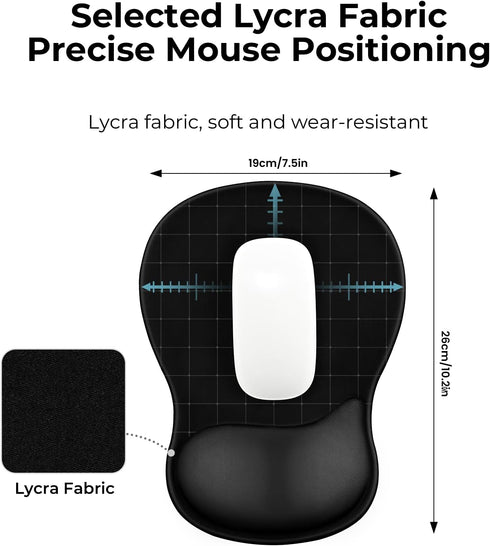 EooCoo Ergonomic Mouse Pad with Gel Wrist Rest Support, Middle Concave Design for Natural Wrist Alignment, Non-Slip