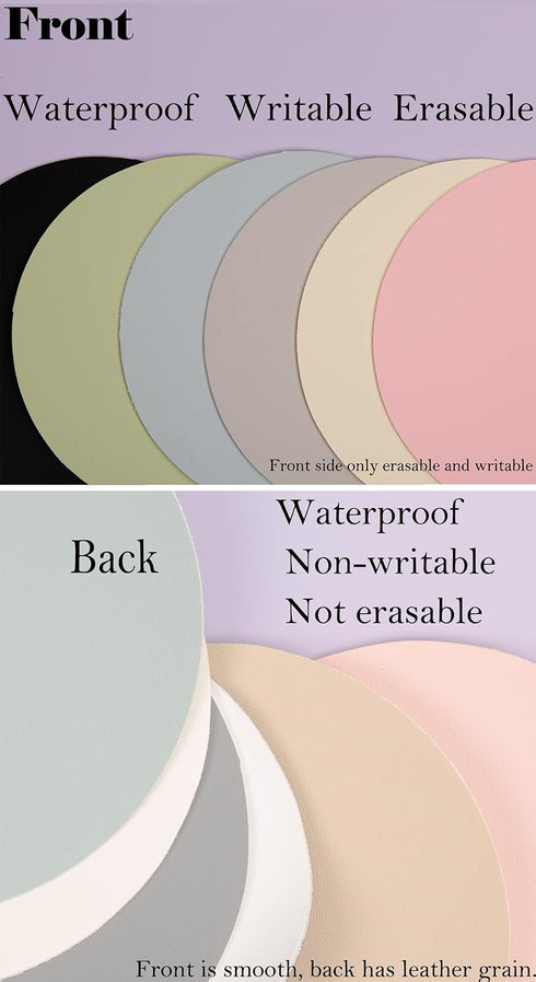 Baestappy 7.9"x9.4" Erasable writable(Frontside) Table mat,Dual Sided Desk Mat, Large Mouse Pad, Notepad, Writing White
