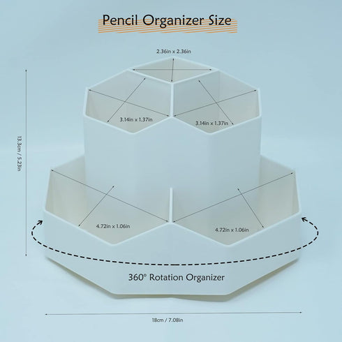 Upgrade 360 Degree Rotating Organizer Pencil Holder with 9 Slots, Multipurpose Desktop Storage Solution