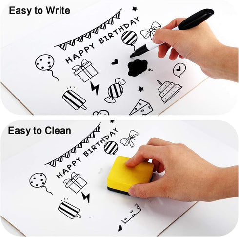 HERKKA 8 Pack Dry Erase Lapboards, Double Sided 9 x 12.5 Inch, 8 Markers, 8 Erasers for Classroom Supplies