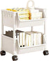 Generic 2-Tier Rolling Carts with Wheels, Rolling Utility Cart Organizer, Multifunctional Trolley Storage Cart