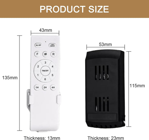 Lioaeust 6-Speed 90-265V(English Ceiling Fan Remote Control Kit with Light Receiver Controller, Frequency Conversion