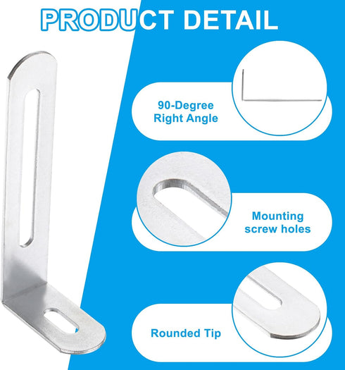10 76mm 30mm (2.99"x1.2") 90 PATIKIL Pcs Metal L-Shape Brackets, x Degree l Bracket Corner Braces Cold Rolled Steel