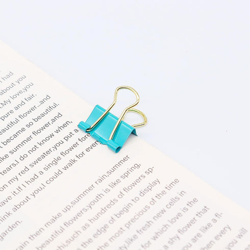 Mini Paper Clip Binder Clips, 100 Pack Small 15mm (5/8 Inch) Office Clips in Blue-Green