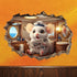 Mouse Sitting on Toilet in Mouse Hole Decal, Mouse Hole Sticker with