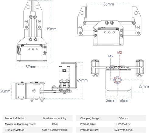 BigClaw Digital Servo Mechanical Claw Robot Gripper - DIY Accessory