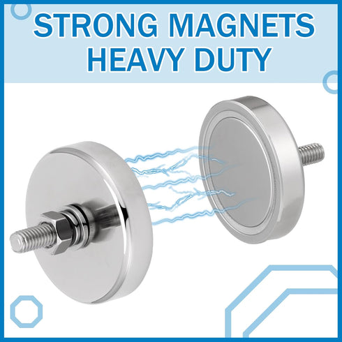 Flutesan Neodymium Round Magnet with M6 Male Thread, 90 lb or 150 lb Round Magnet with Bolt Stud for Lighting, Camera