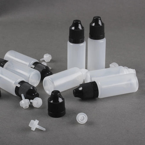 50PCS 15ml LDPE Plastic Thin Tip Dropper Bottles, Small Empty Squeeze Bottles with Black Caps, BPA Free